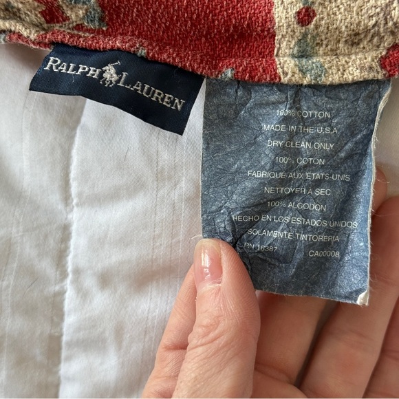 Ralph Lauren Cassie French Country Stripe King Size Comforter Red Blue - Picture 7 of 8